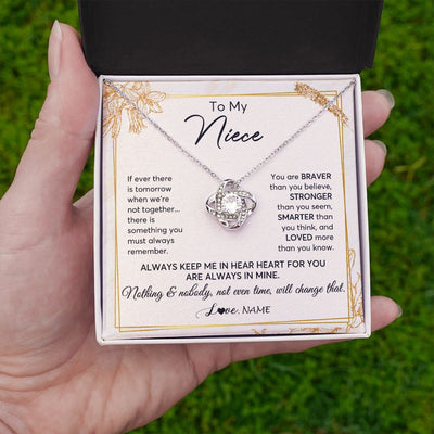 Love Knot Necklace | Personalized To My Niece Necklace From Aunt Uncle Auntie Always Keep Me In Your Heart Niece Birthday Graduation Christmas Customized Gift Box Message Card | siriusteestore