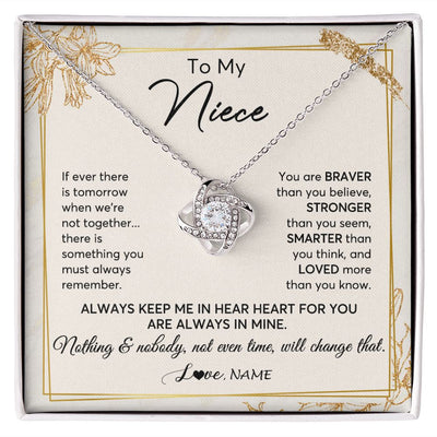Love Knot Necklace | Personalized To My Niece Necklace From Aunt Uncle Auntie Always Keep Me In Your Heart Niece Birthday Graduation Christmas Customized Gift Box Message Card | siriusteestore