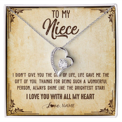 Forever Love Necklace | Personalized To My Niece Necklace From Aunt Uncle Auntie I Love You With All My Heart Niece Birthday Christmas Jewelry Customized Gift Box Message Card | siriusteestore