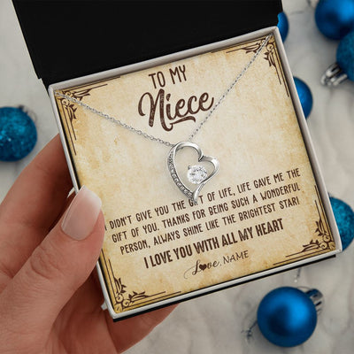 Forever Love Necklace | Personalized To My Niece Necklace From Aunt Uncle Auntie I Love You With All My Heart Niece Birthday Christmas Jewelry Customized Gift Box Message Card | siriusteestore