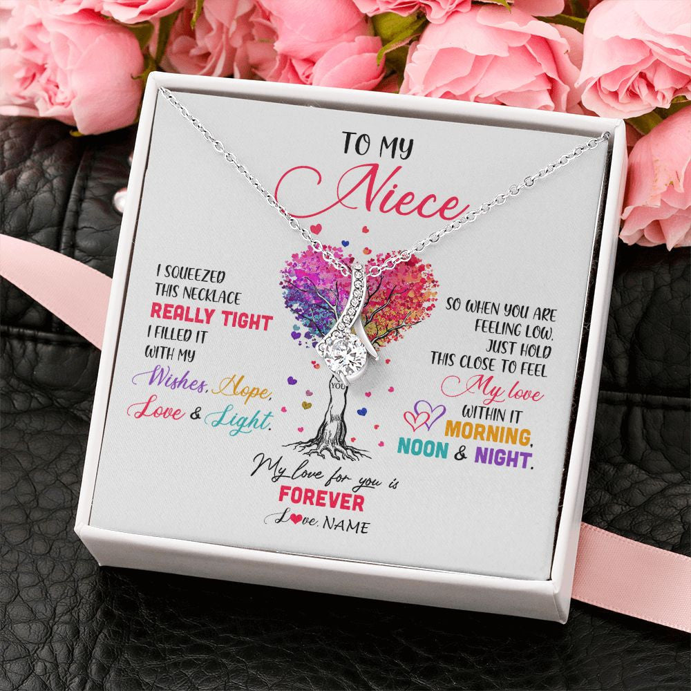 Alluring Beauty Necklace | Personalized To My Niece Necklace From Aunt Uncle Auntie I Squeezed This Necklace Niece Birthday Graduation Christmas Customized Gift Box Message Card | siriusteestore