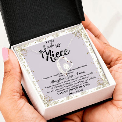 Forever Love Necklace | Personalized To My Niece Necklace From Aunt Uncle Auntie Straighten Your Crown Niece Birthday Christmas Graduation Jewelry Customized Gift Box Message Card | siriusteestore