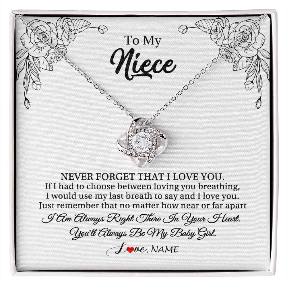 Love Knot Necklace | Personalized To My Niece Necklace From Aunt Uncle Aunty Never Forget That I Love You Niece Birthday Graduation Christmas Customized Gift Box Message Card | siriusteestore