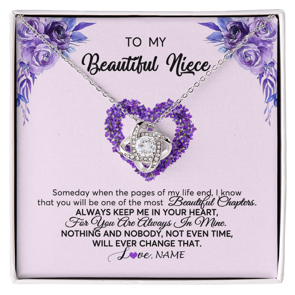 Love Knot Necklace | Personalized To My Niece Necklace From Aunt Uncle Flower Flower Always Keep Me In Your Heart Niece Jewelry Birthday Christmas Customized Gift Box Message Card | siriusteestore