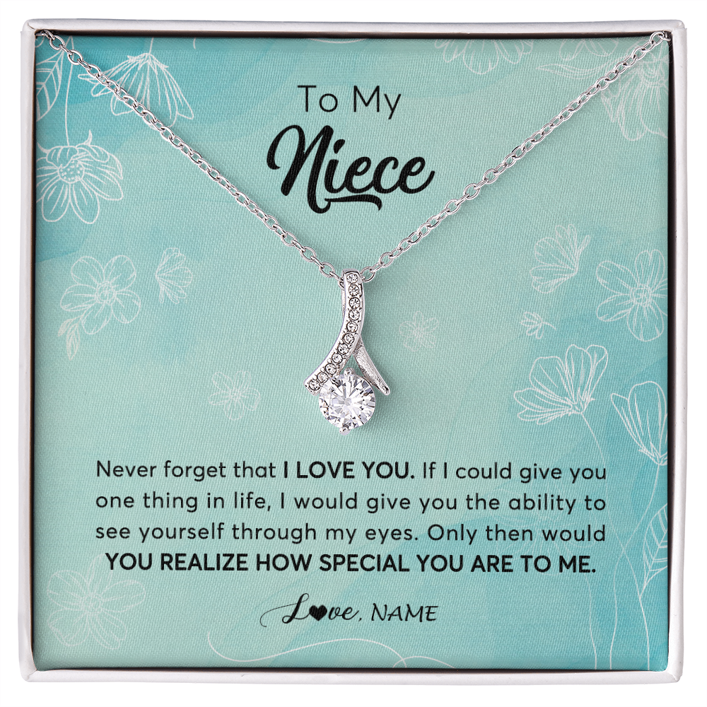 Alluring Beauty Necklace | Personalized To My Niece Necklace From Aunt Uncle Flower Never Forget I Love You Niece Jewelry Graduation Birthday Christmas Customized Gift Box Message Card | siriusteestore