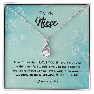 Alluring Beauty Necklace | Personalized To My Niece Necklace From Aunt Uncle Flower Never Forget I Love You Niece Jewelry Graduation Birthday Christmas Customized Gift Box Message Card | siriusteestore