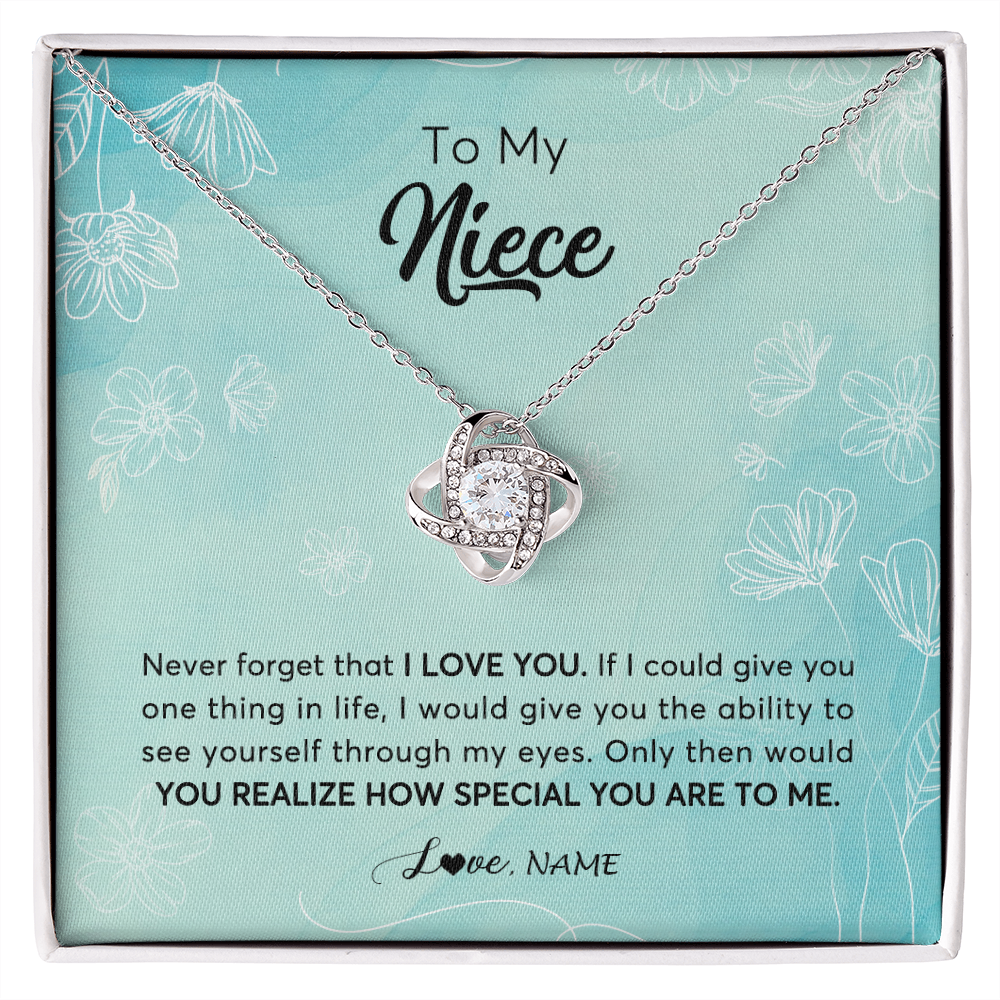 Love Knot Necklace | Personalized To My Niece Necklace From Aunt Uncle Flower Never Forget I Love You Niece Jewelry Graduation Birthday Christmas Customized Gift Box Message Card | siriusteestore