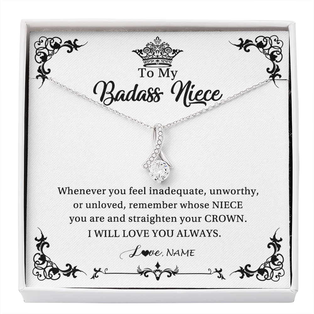 Alluring Beauty Necklace | Personalized To My Niece Necklace From Aunt Uncle I Will Love You Always Niece Pendant Jewelry Birthday Graduation Christmas Customized Message Card | siriusteestore