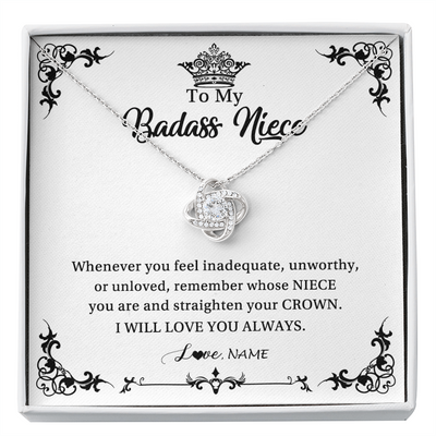Love Knot Necklace | Personalized To My Niece Necklace From Aunt Uncle I Will Love You Always Niece Pendant Jewelry Birthday Graduation Christmas Customized Message Card | siriusteestore