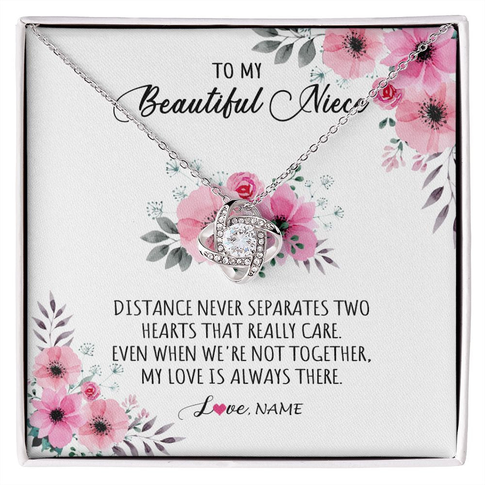 Love Knot Necklace | Personalized To My Niece Necklace From Aunt Uncle My Love Is Always There Niece Jewelry Birthday Graduation Christmas Customized Gift Box Message Card | siriusteestore