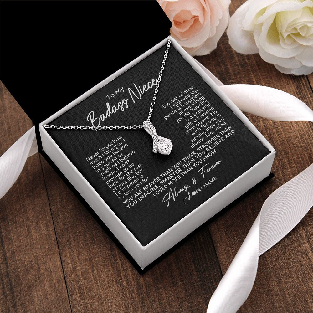 Alluring Beauty Necklace | Personalized To My Niece Necklace From Aunt Uncle Never Forget How Much I Love You Niece Jewelry Birthday Christmas Graduation Customized Gift Box Message Card | siriusteestore