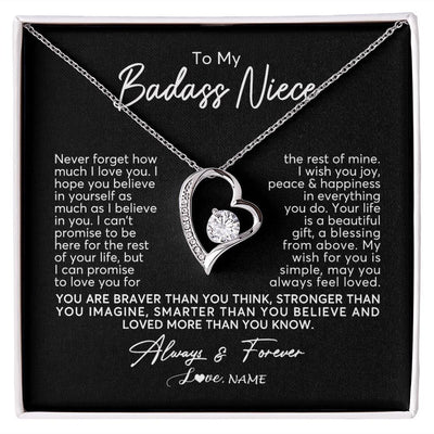 Forever Love Necklace | Personalized To My Niece Necklace From Aunt Uncle Never Forget How Much I Love You Niece Jewelry Birthday Christmas Graduation Customized Gift Box Message Card | siriusteestore
