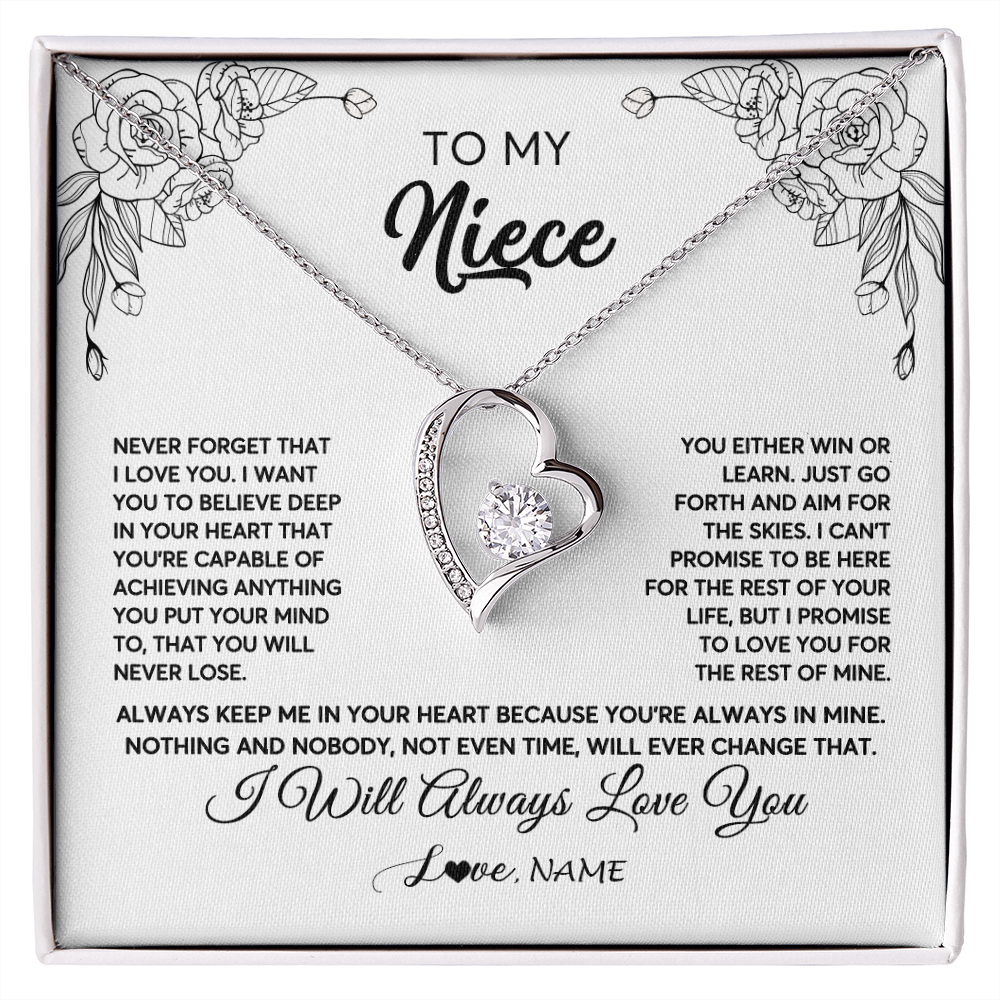 Forever Love Necklace | Personalized To My Niece Necklace From Aunt Uncle Never Forget That I Love You Niece Birthday Christmas Pendant Jewelry Customized Gift Box Message Card | siriusteestore