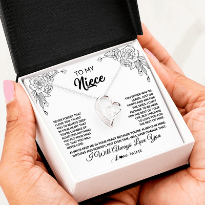 Forever Love Necklace | Personalized To My Niece Necklace From Aunt Uncle Never Forget That I Love You Niece Birthday Christmas Pendant Jewelry Customized Gift Box Message Card | siriusteestore