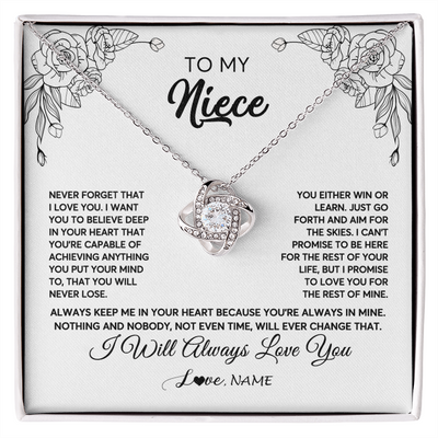 Love Knot Necklace | Personalized To My Niece Necklace From Aunt Uncle Never Forget That I Love You Niece Birthday Christmas Pendant Jewelry Customized Gift Box Message Card | siriusteestore