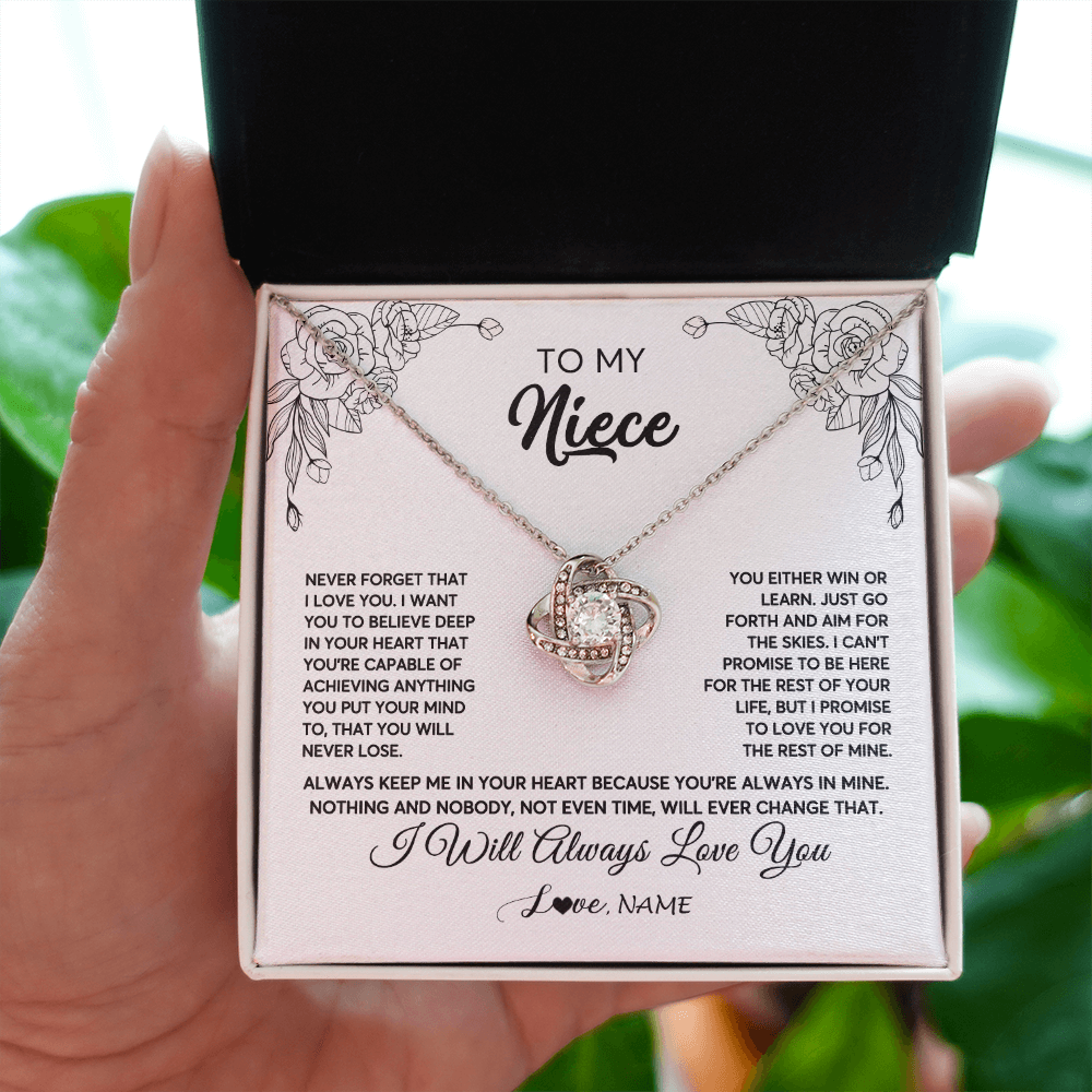 Love Knot Necklace | Personalized To My Niece Necklace From Aunt Uncle Never Forget That I Love You Niece Birthday Christmas Pendant Jewelry Customized Gift Box Message Card | siriusteestore