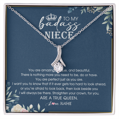 Alluring Beauty Necklace | Personalized To My Niece Necklace From Aunt Uncle Straighten Your Crown Niece Queen Jewelry Birthday Graduation Christmas Customized Gift Box Message Card | siriusteestore