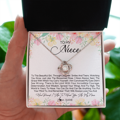 Love Knot Necklace | Personalized To My Niece Necklace From Aunt Uncle To This Beautiful Girl Niece Pendant Jewelry Birthday Graduation Christmas Customized Gift Box Message Card | siriusteestore