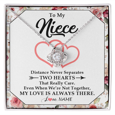 Love Knot Necklace | Personalized To My Niece Necklace From Aunt Uncle Two Hearts Together Niece Jewelry Birthday Graduation Christmas Customized Gift Box Message Card | siriusteestore