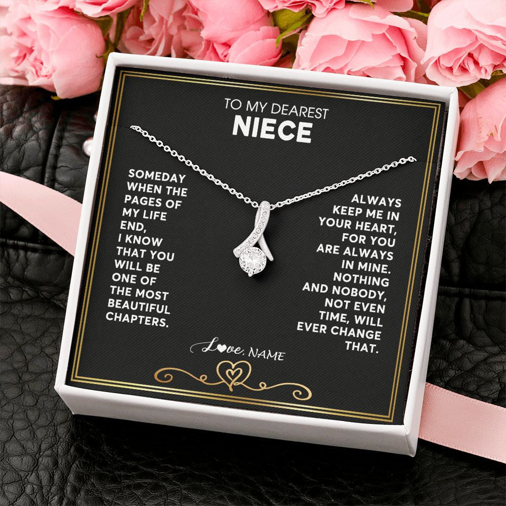 Alluring Beauty Necklace | Personalized To My Niece Necklace From Aunt Uncle When The Pages Of My Life End Niece Birthday Graduation Christmas Pendant Customized Gift Message Card | siriusteestore