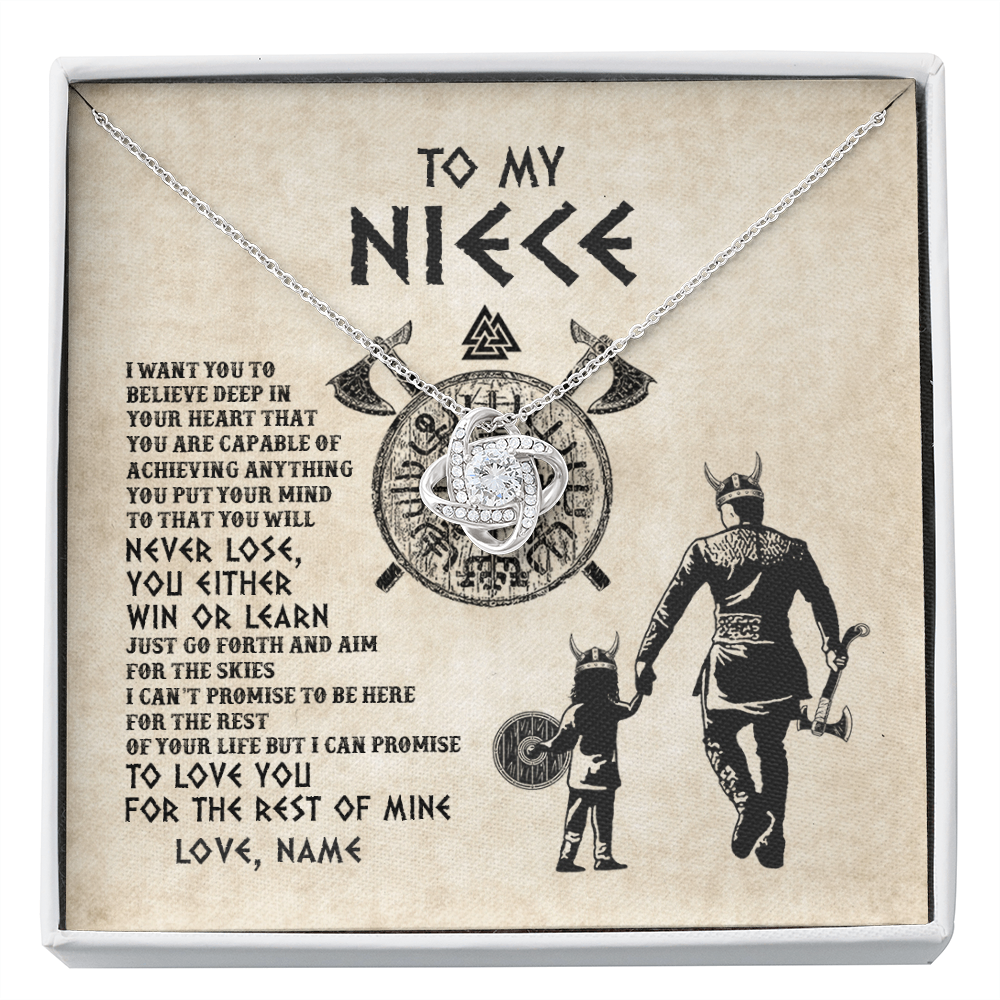 Love Knot Necklace | Personalized To My Niece Necklace From Uncle You Will Never Lose Viking Niece Birthday Graduation Thanksgiving Valentines Christmas Customized Message Card | siriusteestore