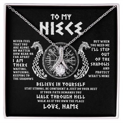 Alluring Beauty Necklace | Personalized To My Niece Necklace Viking Never Feel You Are Alone Odin Scandinavian Norse Runes Niece Birthday Christmas Pendant Customized Gift Message Card | siriusteestore