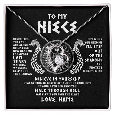 Forever Love Necklace | Personalized To My Niece Necklace Viking Never Feel You Are Alone Odin Scandinavian Norse Runes Niece Birthday Christmas Pendant Customized Gift Message Card | siriusteestore