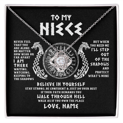 Love Knot Necklace | Personalized To My Niece Necklace Viking Never Feel You Are Alone Odin Scandinavian Norse Runes Niece Birthday Christmas Pendant Customized Gift Message Card | siriusteestore