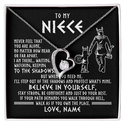 Forever Love Necklace | Personalized To My Niece Necklace Viking Never Feel You Are Alone Scandinavian Runes Viking Niece Birthday Christmas Pendant Customized Gift Box Message Card | siriusteestore