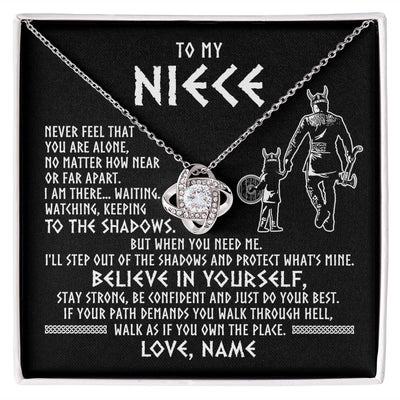 Love Knot Necklace | Personalized To My Niece Necklace Viking Never Feel You Are Alone Scandinavian Runes Viking Niece Birthday Christmas Pendant Customized Gift Box Message Card | siriusteestore