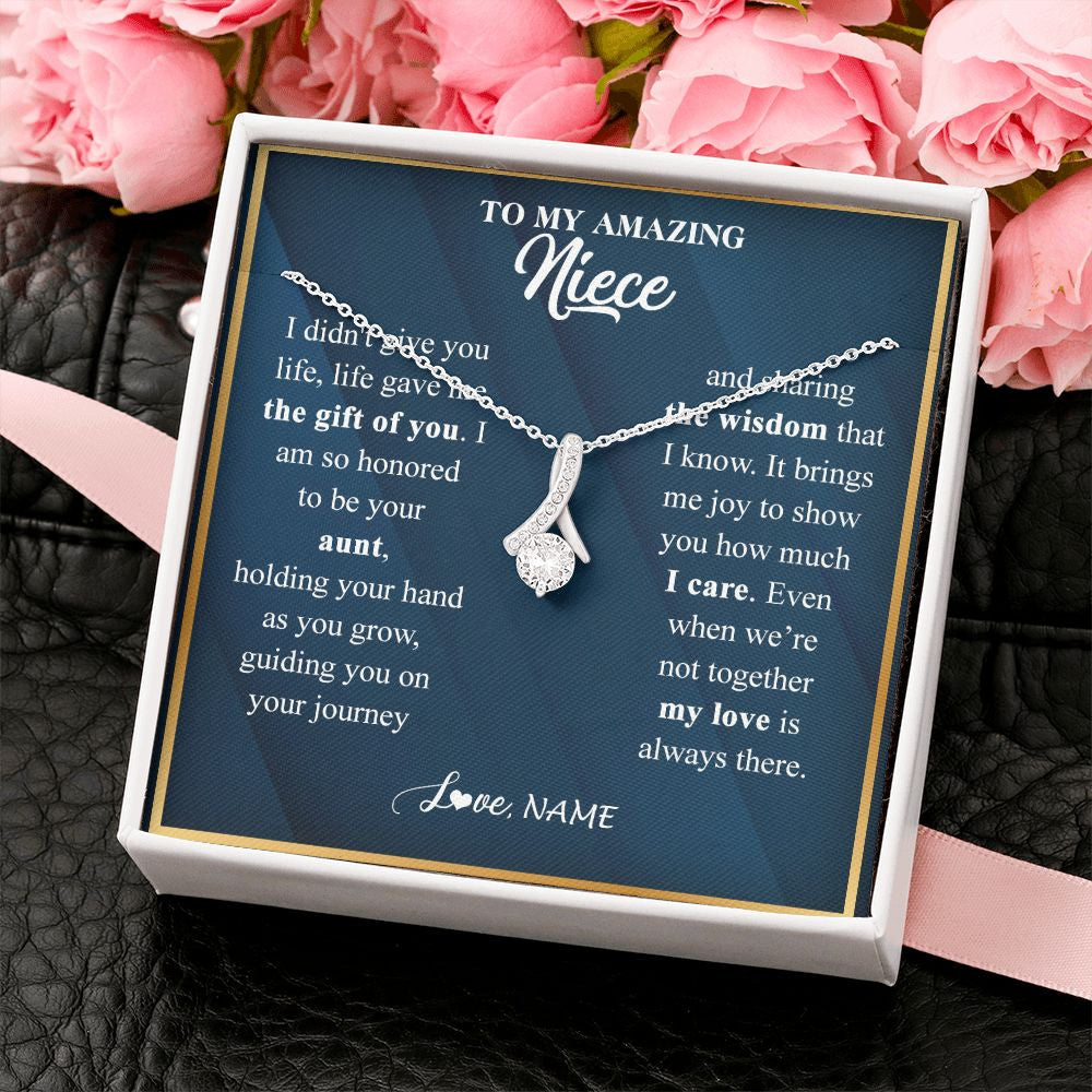 Alluring Beauty Necklace | Personalized To My Niece Necklace from Aunt Life Gave Me The Gift Of You Niece Birthday Graduation Christmas Jewelry Customized Gift Box Message Card | siriusteestore