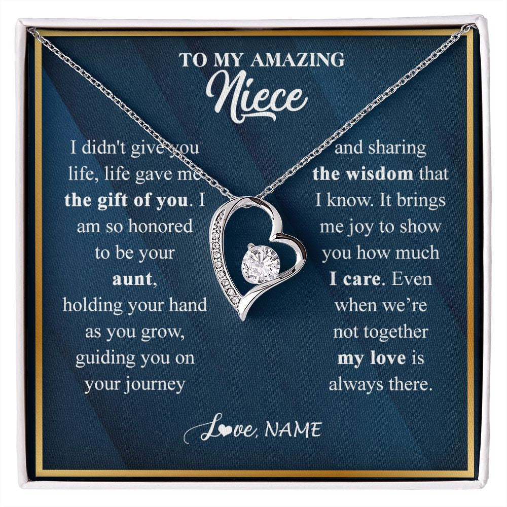 Forever Love Necklace | Personalized To My Niece Necklace from Aunt Life Gave Me The Gift Of You Niece Birthday Graduation Christmas Jewelry Customized Gift Box Message Card | siriusteestore