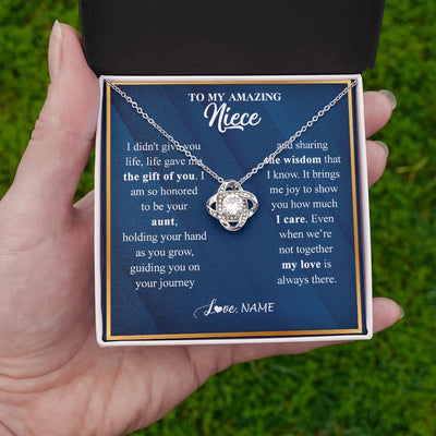 Love Knot Necklace | Personalized To My Niece Necklace from Aunt Life Gave Me The Gift Of You Niece Birthday Graduation Christmas Jewelry Customized Gift Box Message Card | siriusteestore