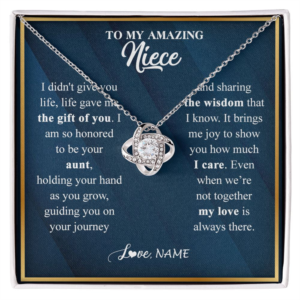 Love Knot Necklace | Personalized To My Niece Necklace from Aunt Life Gave Me The Gift Of You Niece Birthday Graduation Christmas Jewelry Customized Gift Box Message Card | siriusteestore