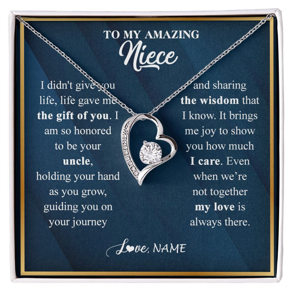 Forever Love Necklace | Personalized To My Niece Necklace from Uncle Life Gave Me The Gift Of You Niece Birthday Graduation Christmas Jewelry Customized Gift Box Message Card | siriusteestore
