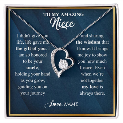 Forever Love Necklace | Personalized To My Niece Necklace from Uncle Life Gave Me The Gift Of You Niece Birthday Graduation Christmas Jewelry Customized Gift Box Message Card | siriusteestore