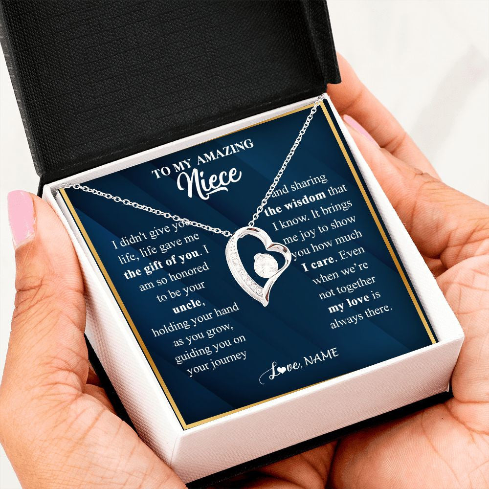 Forever Love Necklace | Personalized To My Niece Necklace from Uncle Life Gave Me The Gift Of You Niece Birthday Graduation Christmas Jewelry Customized Gift Box Message Card | siriusteestore