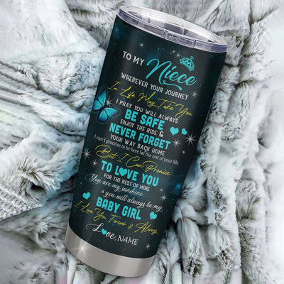 Personalized To My Niece Tumbler From Aunt Auntie Uncle Stainless Steel Cup Fairy Silhouette Fantasy Moon Niece Birthday Graduation Christmas Travel Mug | siriusteestore