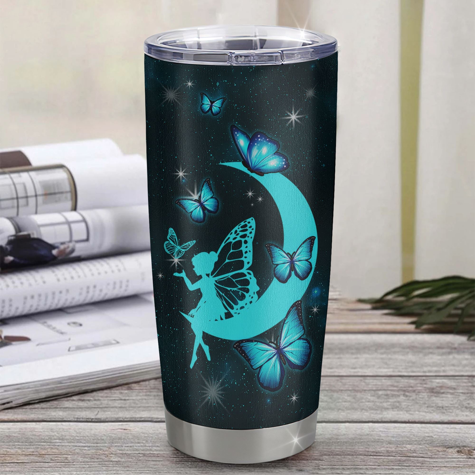 Personalized To My Niece Tumbler From Aunt Auntie Uncle Stainless Steel Cup Fairy Silhouette Fantasy Moon Niece Birthday Graduation Christmas Travel Mug | siriusteestore