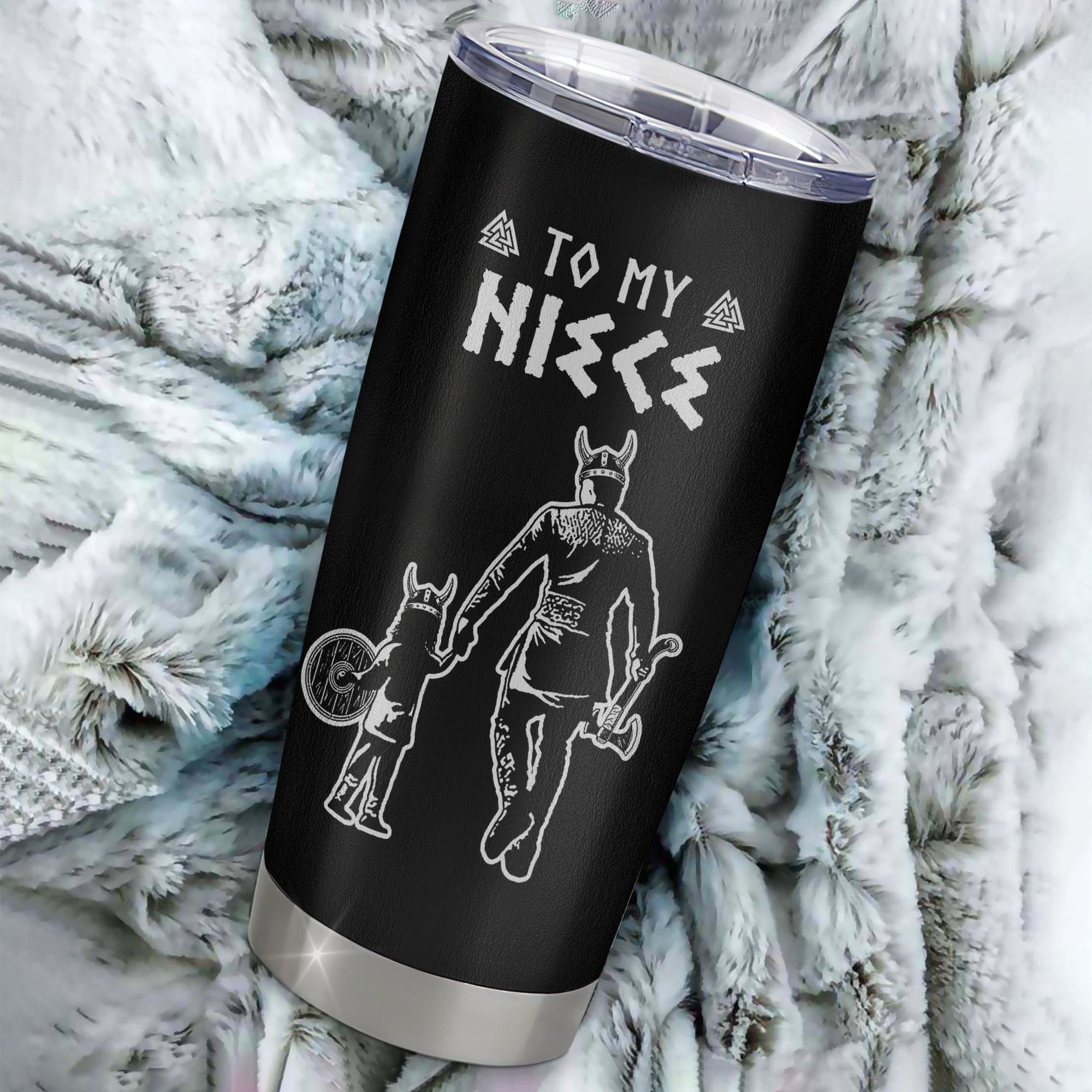 Personalized To My Niece Tumbler Viking Stainless Steel Cup Never Feel You Are Alone Scandinavian Runes Viking Niece Birthday Christmas Pendant Travel Mug | siriusteestore