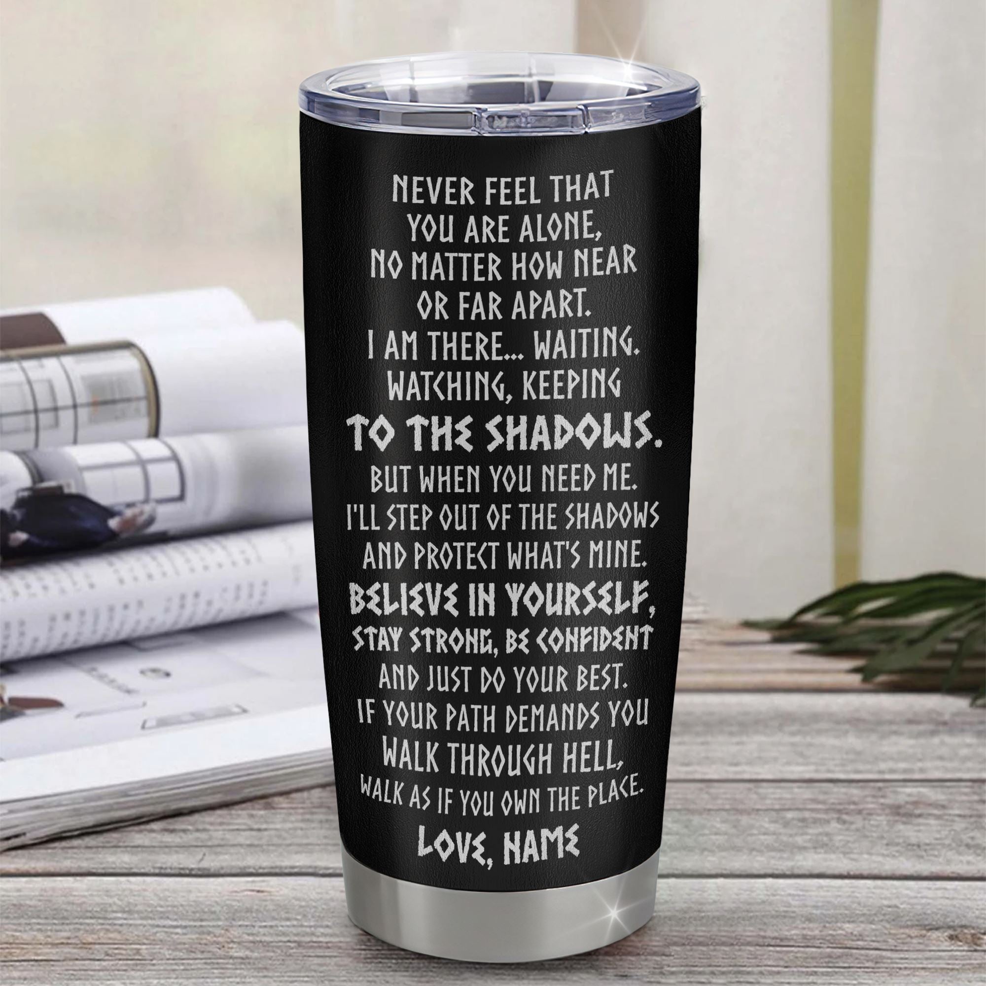 Personalized To My Niece Tumbler Viking Stainless Steel Cup Never Feel You Are Alone Scandinavian Runes Viking Niece Birthday Christmas Pendant Travel Mug | siriusteestore