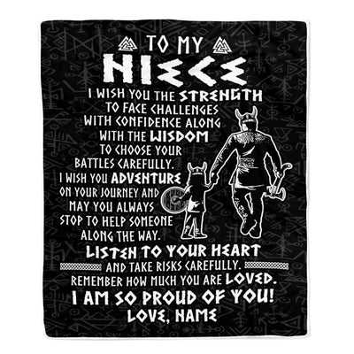 Personalized To My Niece Viking Blanket From Uncle I Am So Proud Of You Runes Viking Niece Birthday Christmas Customized Bed Fleece Blanket | siriusteestore