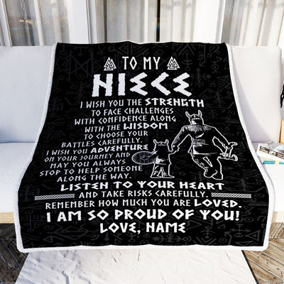 Personalized To My Niece Viking Blanket From Uncle I Am So Proud Of You Runes Viking Niece Birthday Christmas Customized Bed Fleece Blanket | siriusteestore
