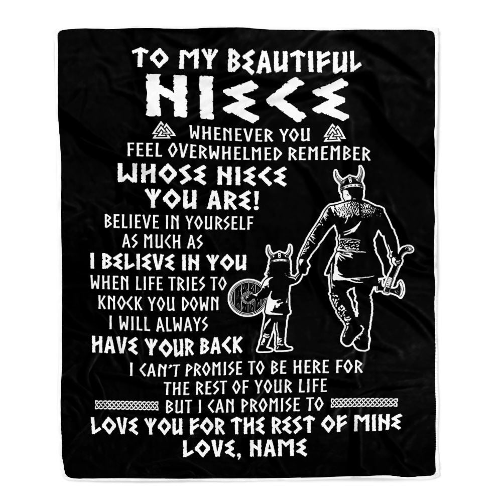 Personalized To My Niece Viking Blanket From Uncle Whenever You Feel Overwhelmed Niece Birthday Christmas Customized Bed Fleece Blanket | siriusteestore