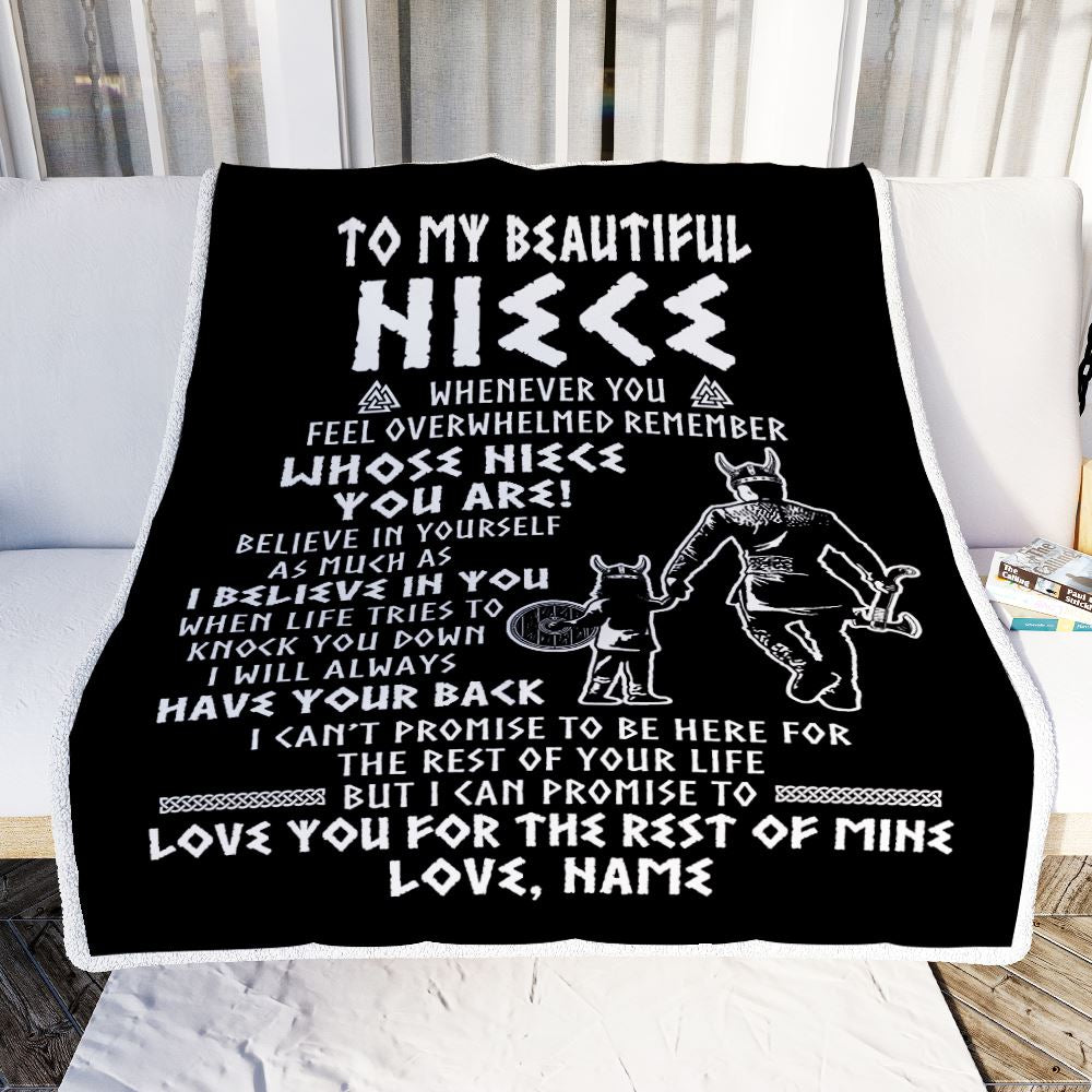 Personalized To My Niece Viking Blanket From Uncle Whenever You Feel Overwhelmed Niece Birthday Christmas Customized Bed Fleece Blanket | siriusteestore