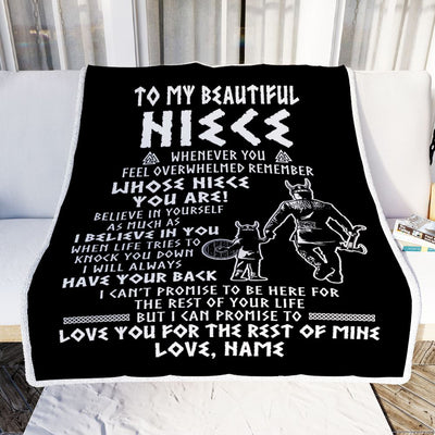 Personalized To My Niece Viking Blanket From Uncle Whenever You Feel Overwhelmed Niece Birthday Christmas Customized Bed Fleece Blanket | siriusteestore