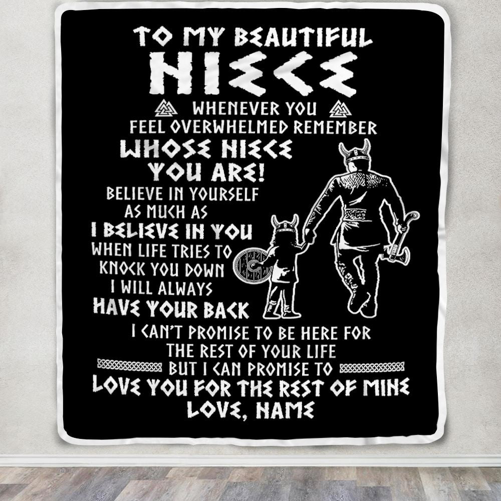 Personalized To My Niece Viking Blanket From Uncle Whenever You Feel Overwhelmed Niece Birthday Christmas Customized Bed Fleece Blanket | siriusteestore