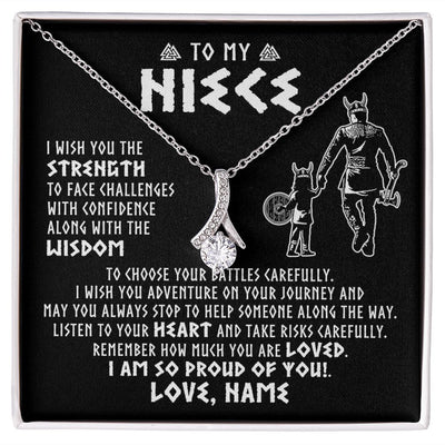 Alluring Beauty Necklace | Personalized To My Niece Viking Necklace From Uncle I Am So Proud Of You Runes Viking Niece Birthday Christmas Customized Gift Box Message Card | siriusteestore