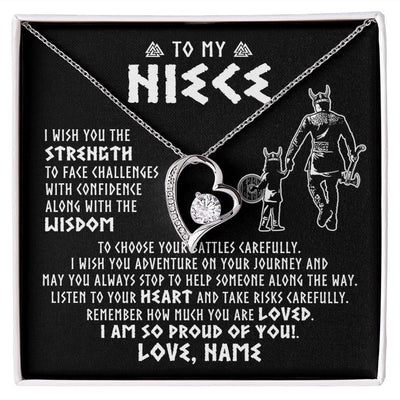 Forever Love Necklace | Personalized To My Niece Viking Necklace From Uncle I Am So Proud Of You Runes Viking Niece Birthday Christmas Customized Gift Box Message Card | siriusteestore