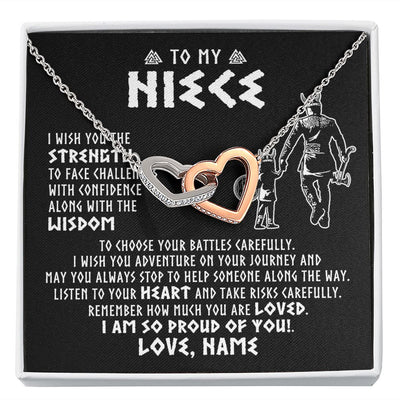 Interlocking Hearts Necklace | Personalized To My Niece Viking Necklace From Uncle I Am So Proud Of You Runes Viking Niece Birthday Christmas Customized Gift Box Message Card | siriusteestore